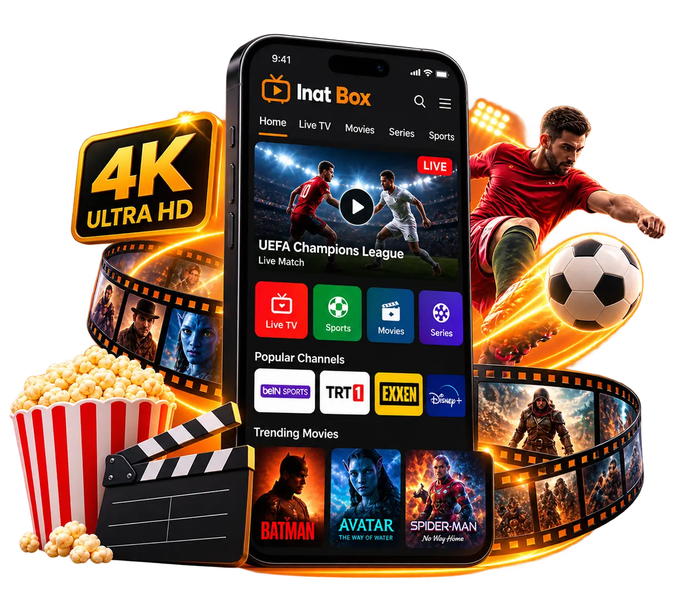 Inat Box HD ve 4K video yayını ve canlı spor yayınları